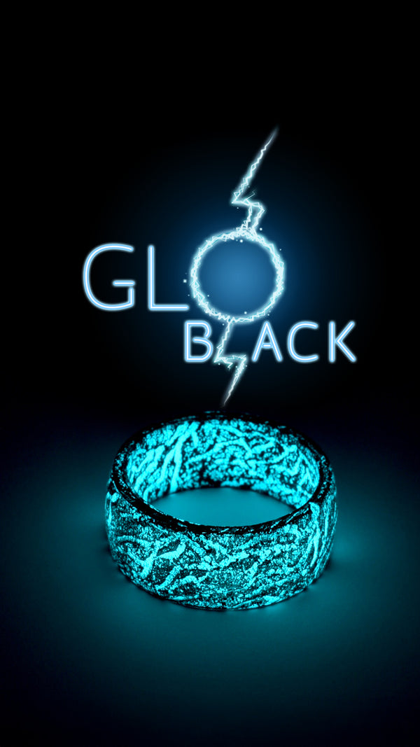 GLO Black Glow in the dark ring Black Blue Secret Woods