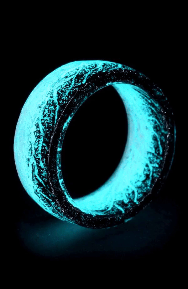 Moon Beam Glow in the dark ring White Black Secret Woods