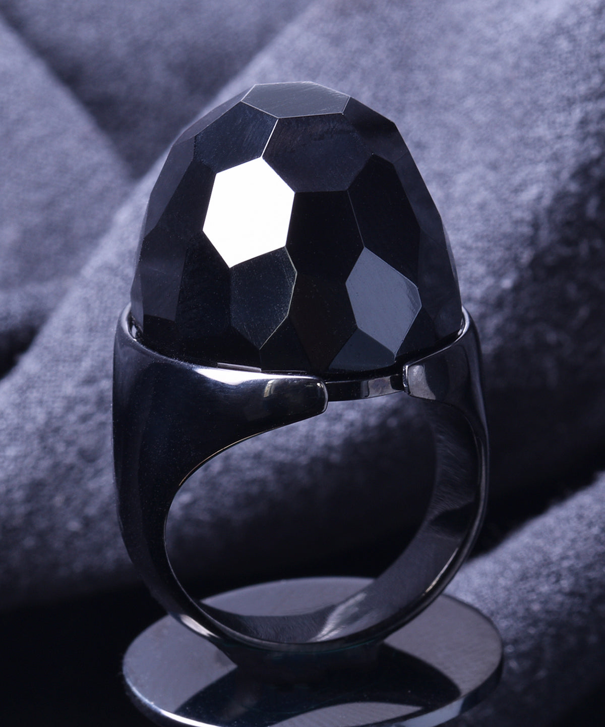 Obsidian & Black Halo Ring