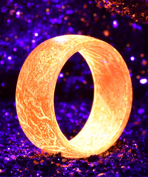 Space Meteor Glow in The Dark Ring Orange Yellow Glo Original US 8 by Secret Woods