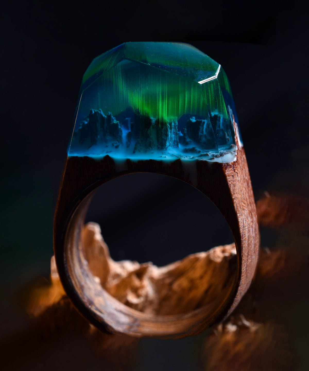 Resin Wood Ring Secret World Inside The Ring Wooden Rings for Women