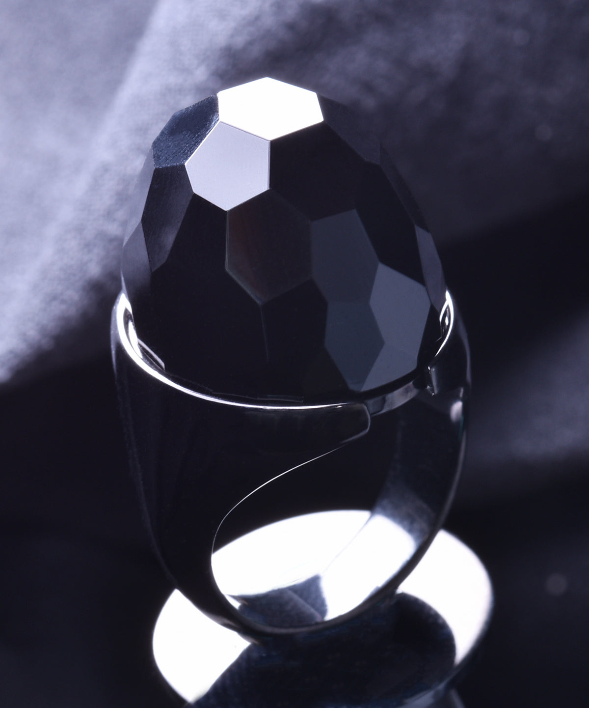 Obsidian &amp; Black Halo Ring