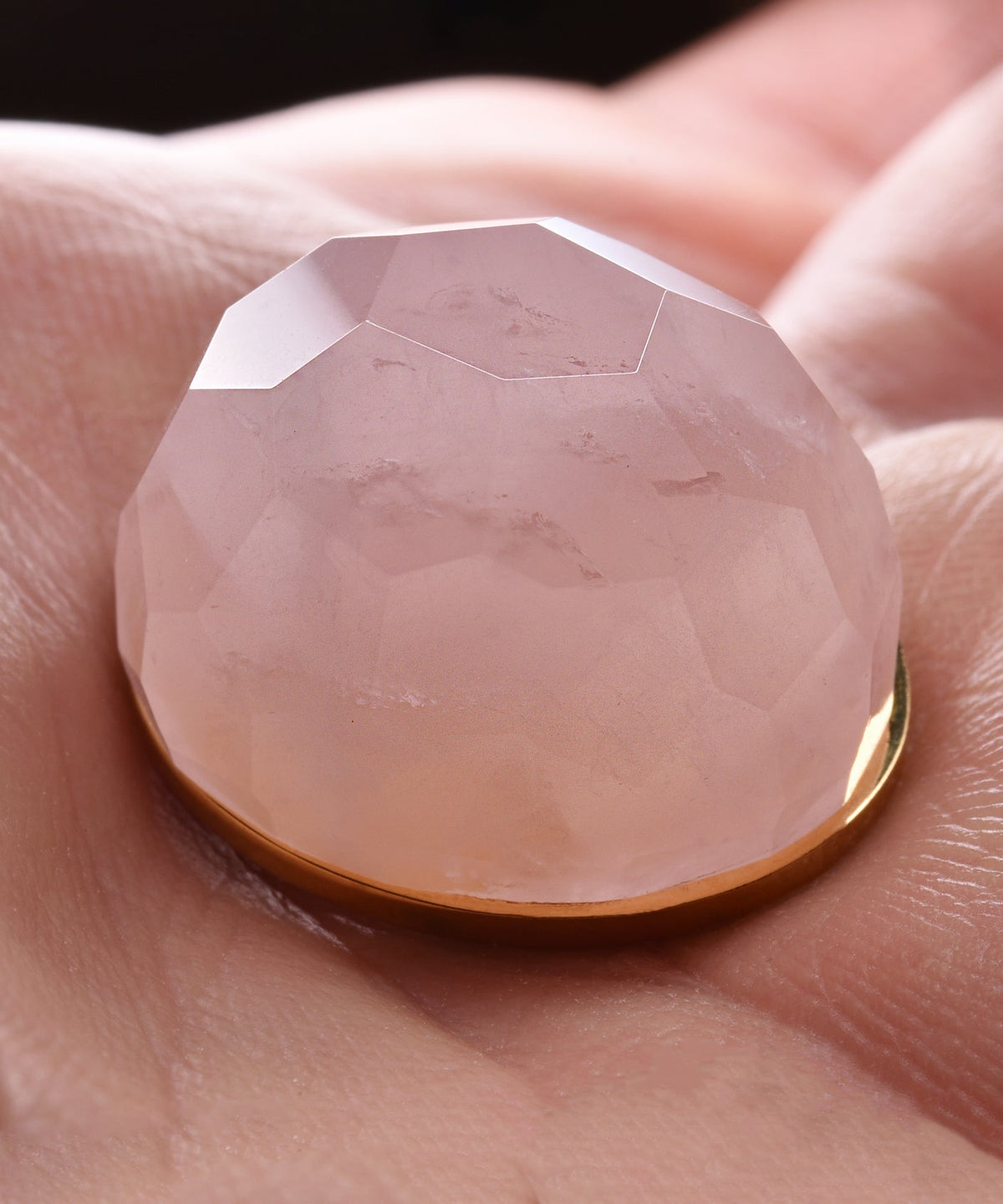 Rose Quartz &amp; Rose Gold Halo Ring