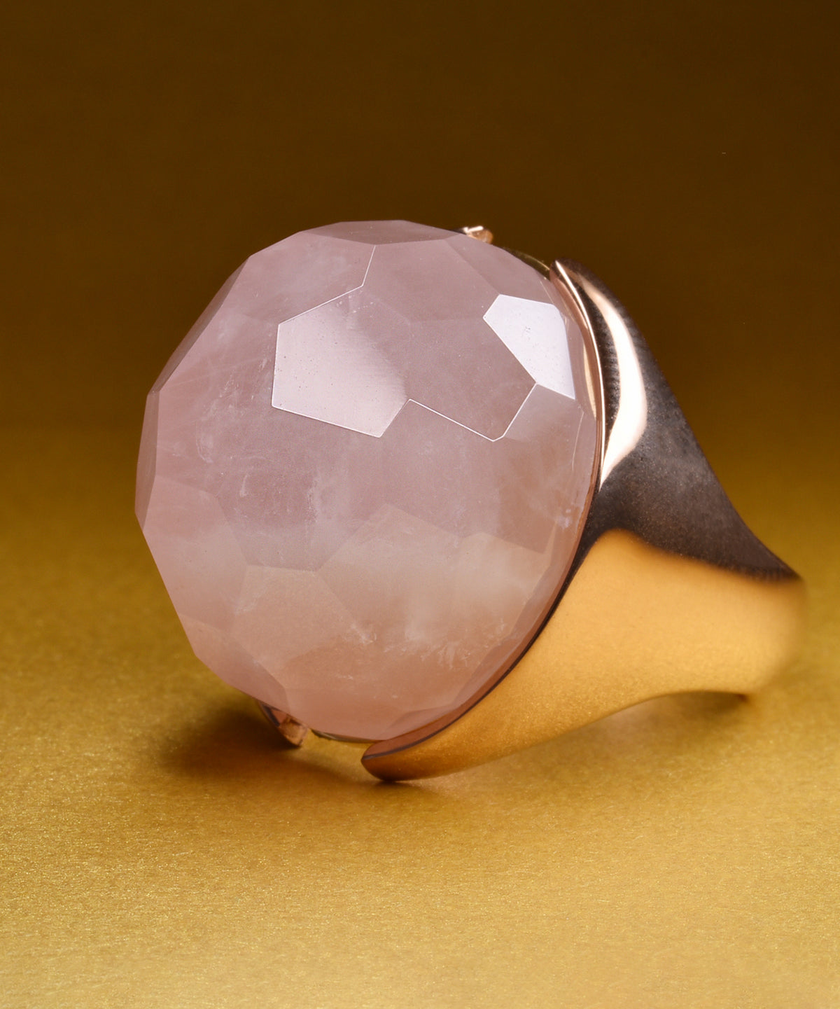 Rose Quartz &amp; Rose Gold Halo Ring