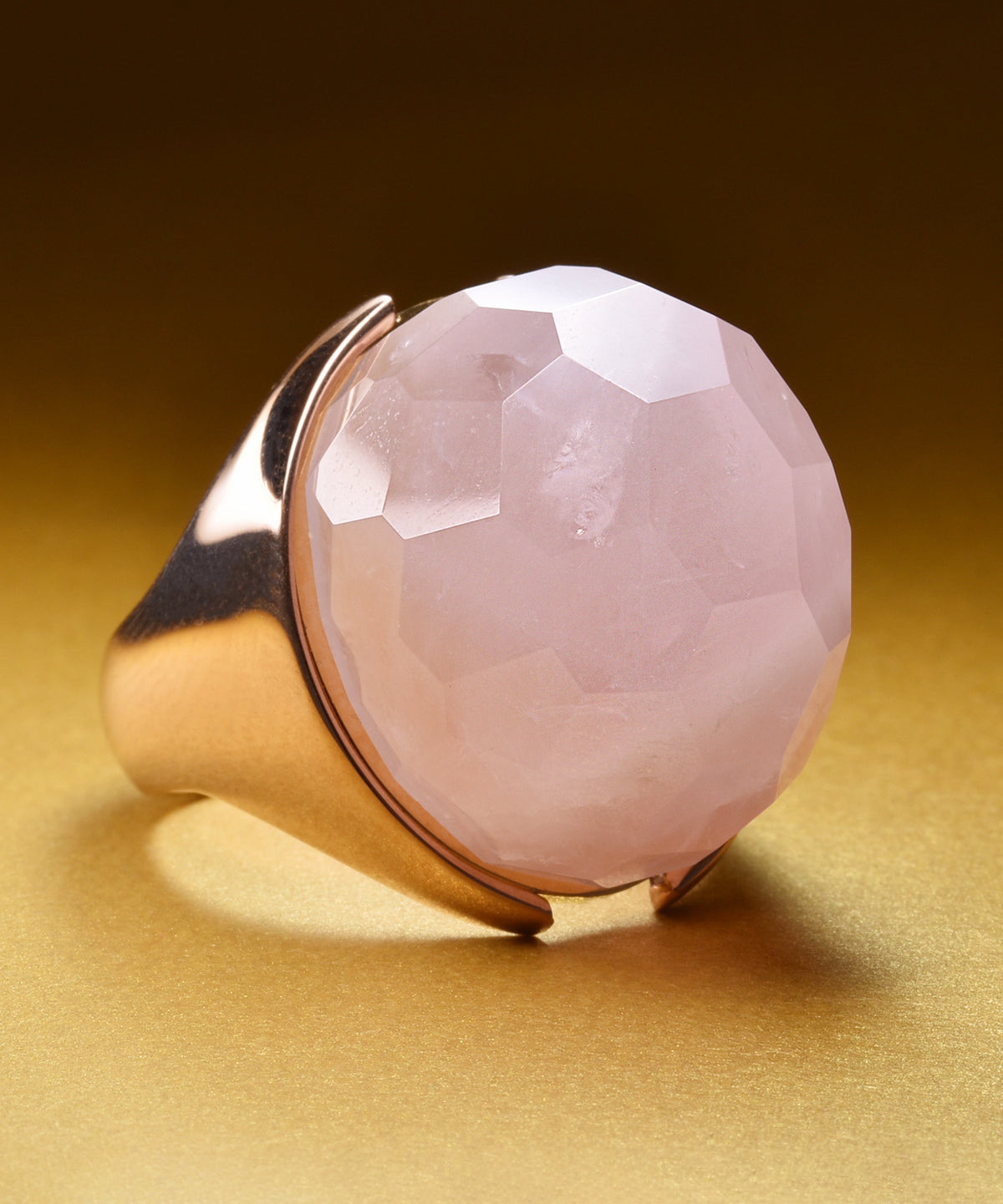 Rose Quartz &amp; Rose Gold Halo Ring