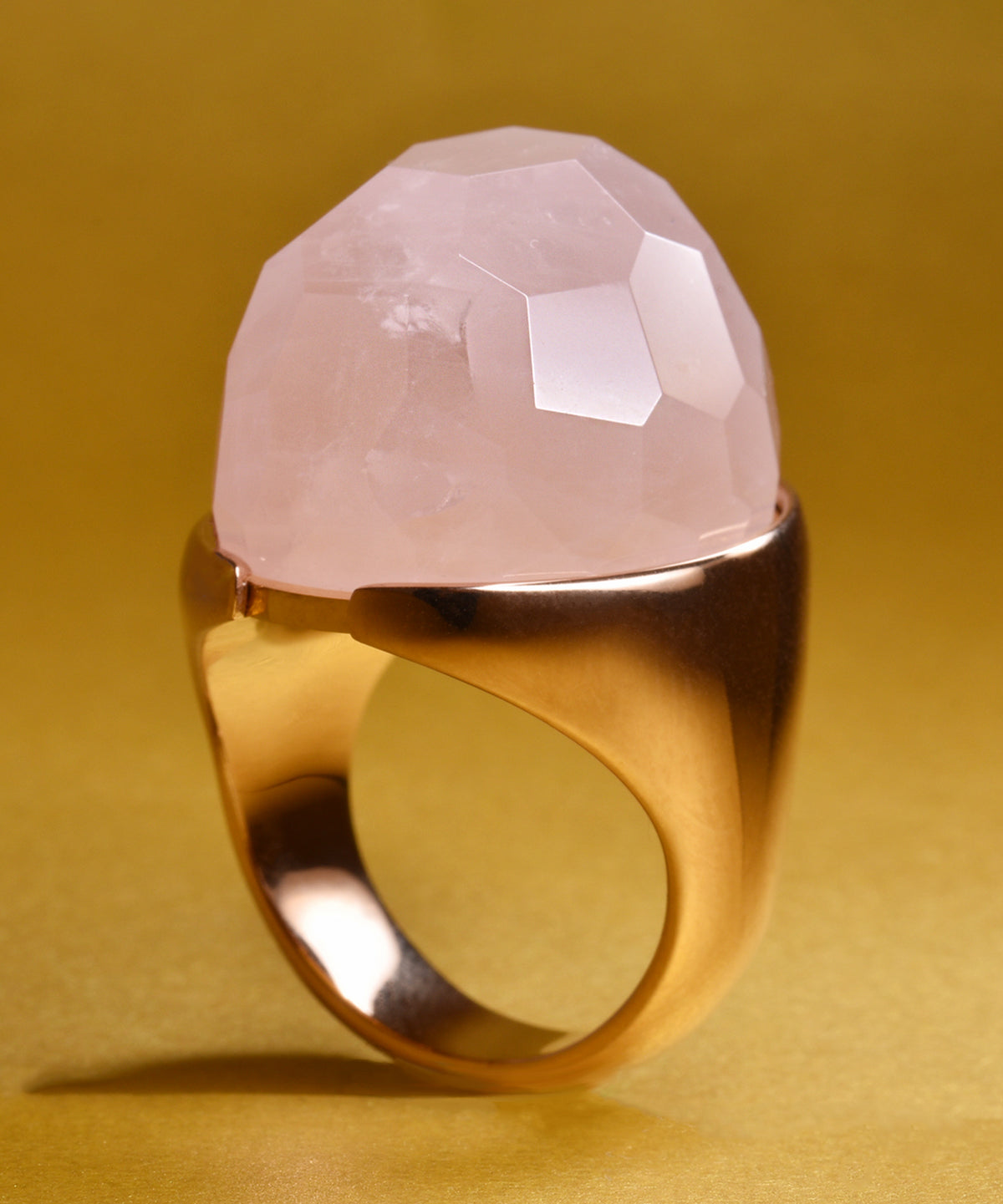 Rose Quartz &amp; Rose Gold Halo Ring