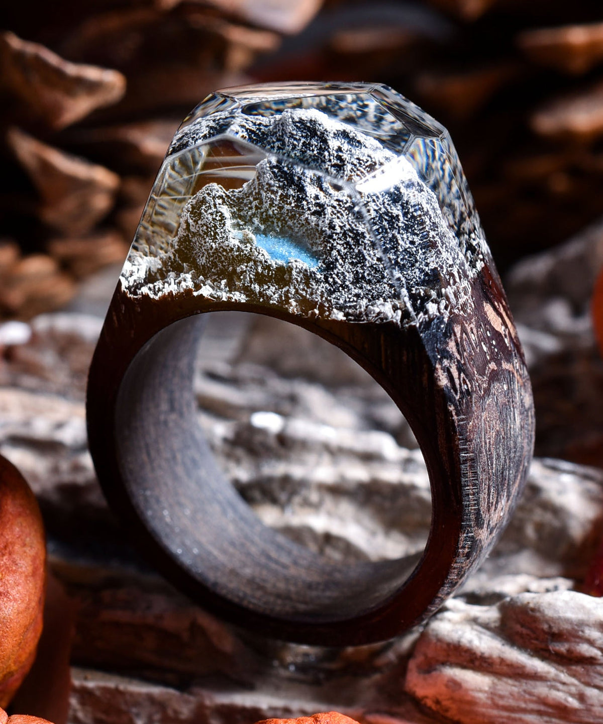 Snow Mountain Ring Wood Resin Ring. Secret World Inside the Ring. Wooden  Rings for Women. Resin Jewelry. - Etsy | Wood resin jewelry, Resin jewelry,  Wood resin necklace