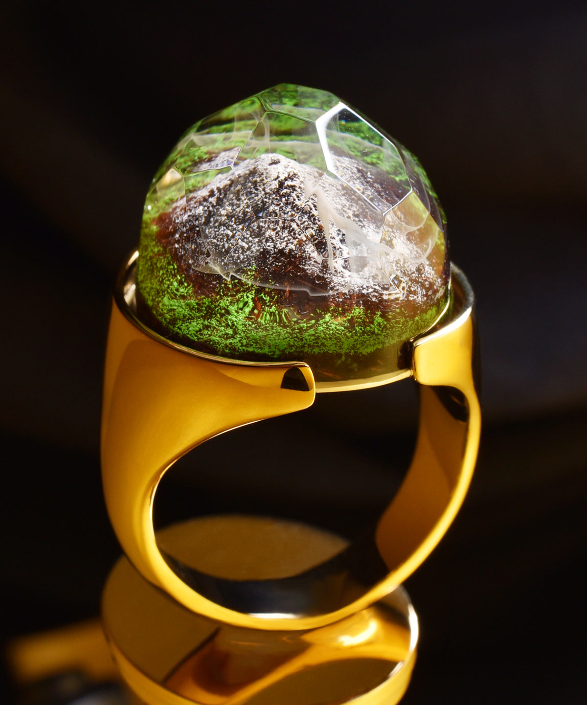 Alpine Meadows &amp; Gold Halo Ring