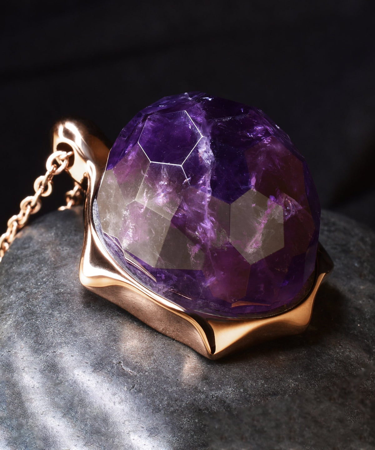 Amethystus &amp; Rose Gold Turtle Pendant