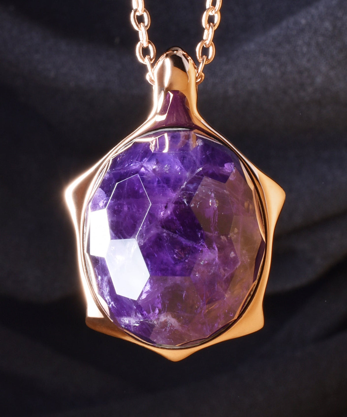 Amethystus &amp; Rose Gold Turtle Pendant