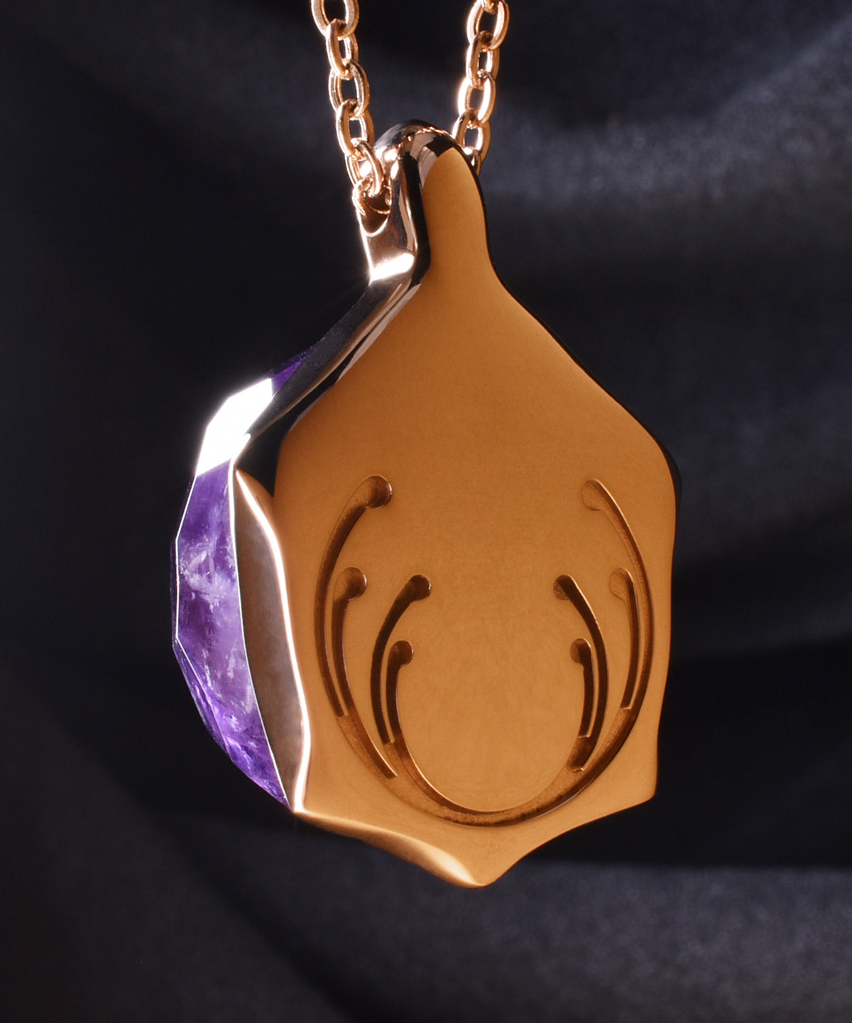Amethystus &amp; Rose Gold Turtle Pendant