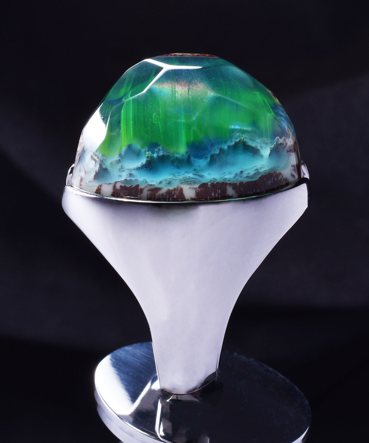 Aurora Borealis &amp; Steel Halo Ring