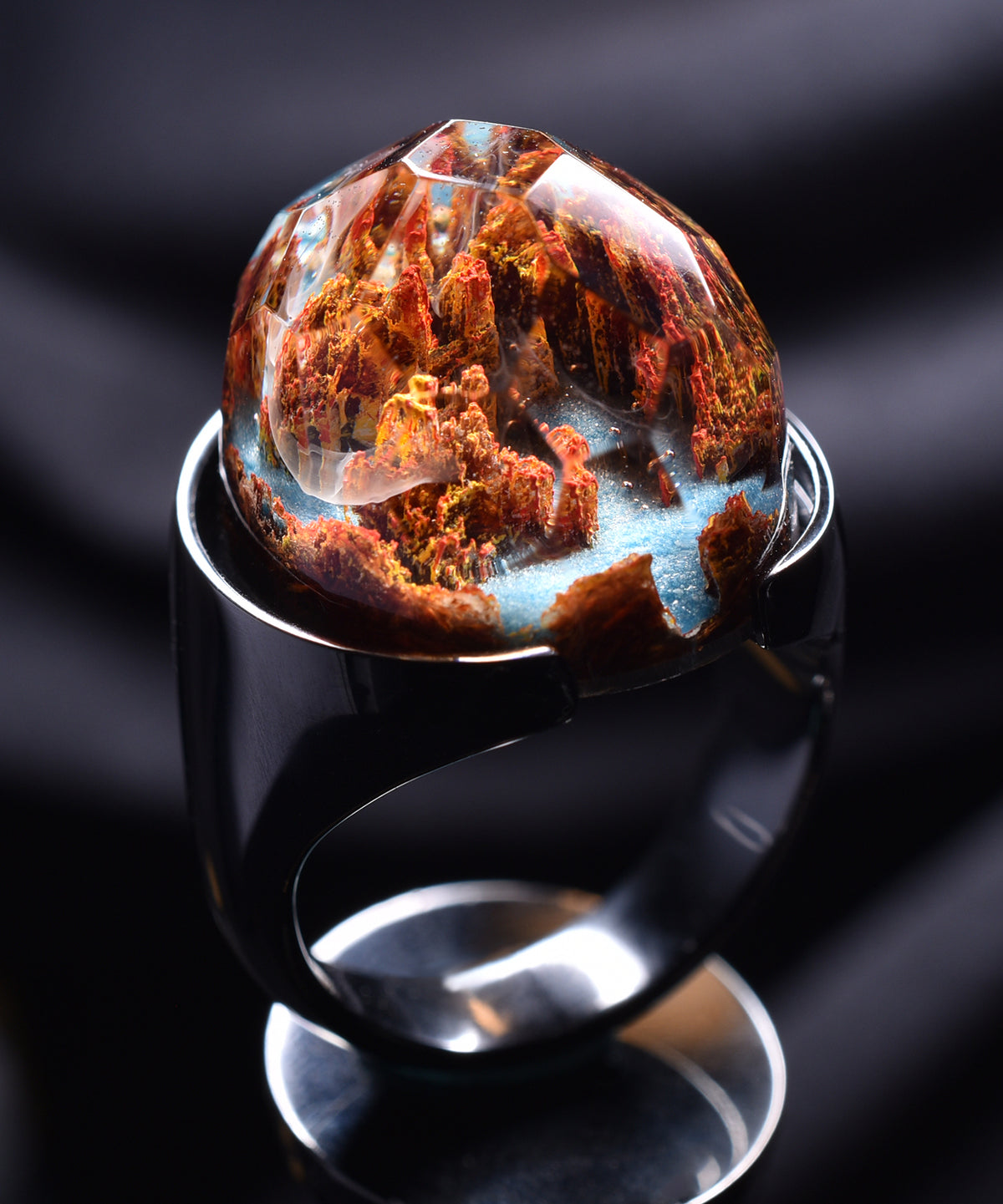 Autumn River &amp; Black Halo Ring