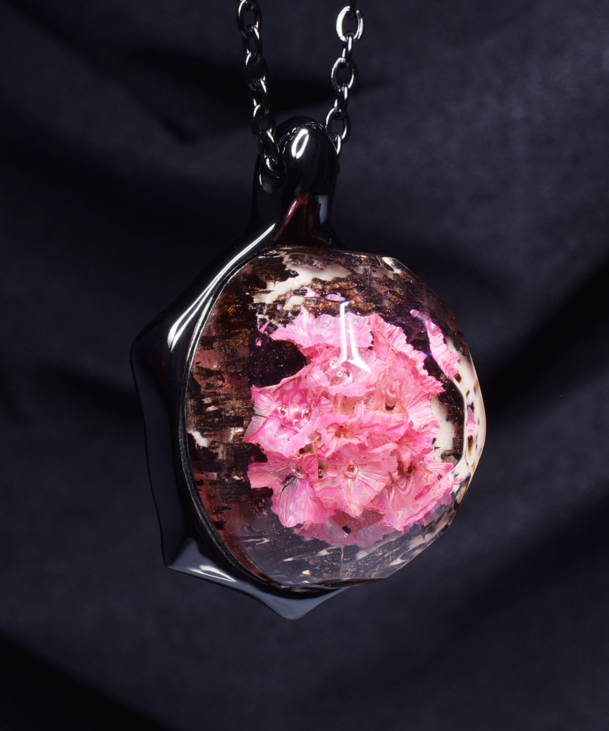 Ethereal Blossom &amp; Black Turtle Pendant