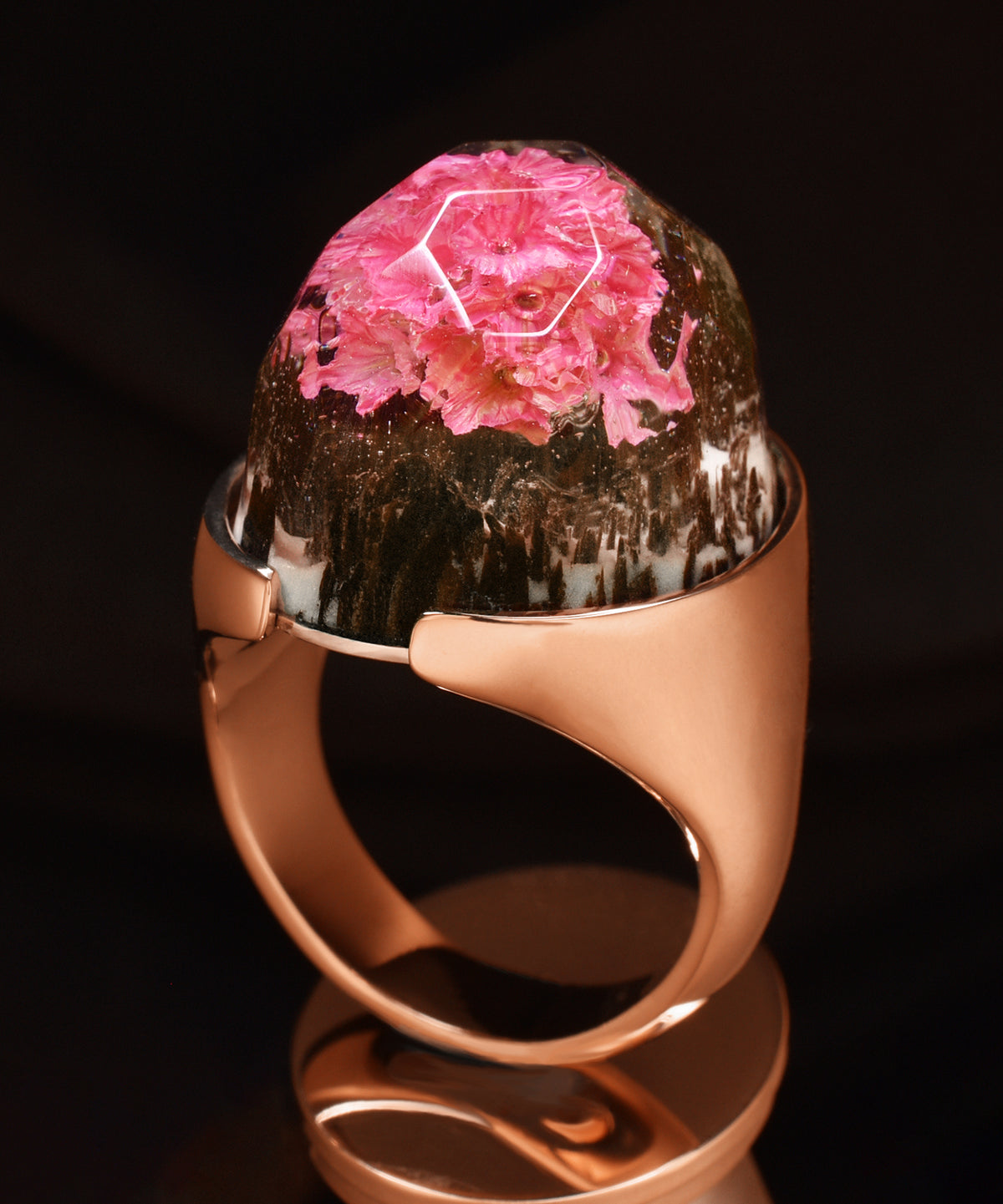 Ethereal Blossom &amp; Rose Gold Halo Ring
