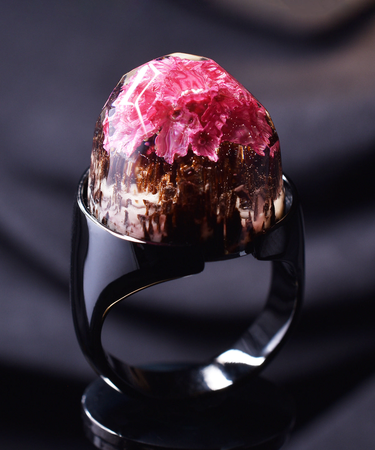 Ethereal Blossom &amp; Black Halo Ring