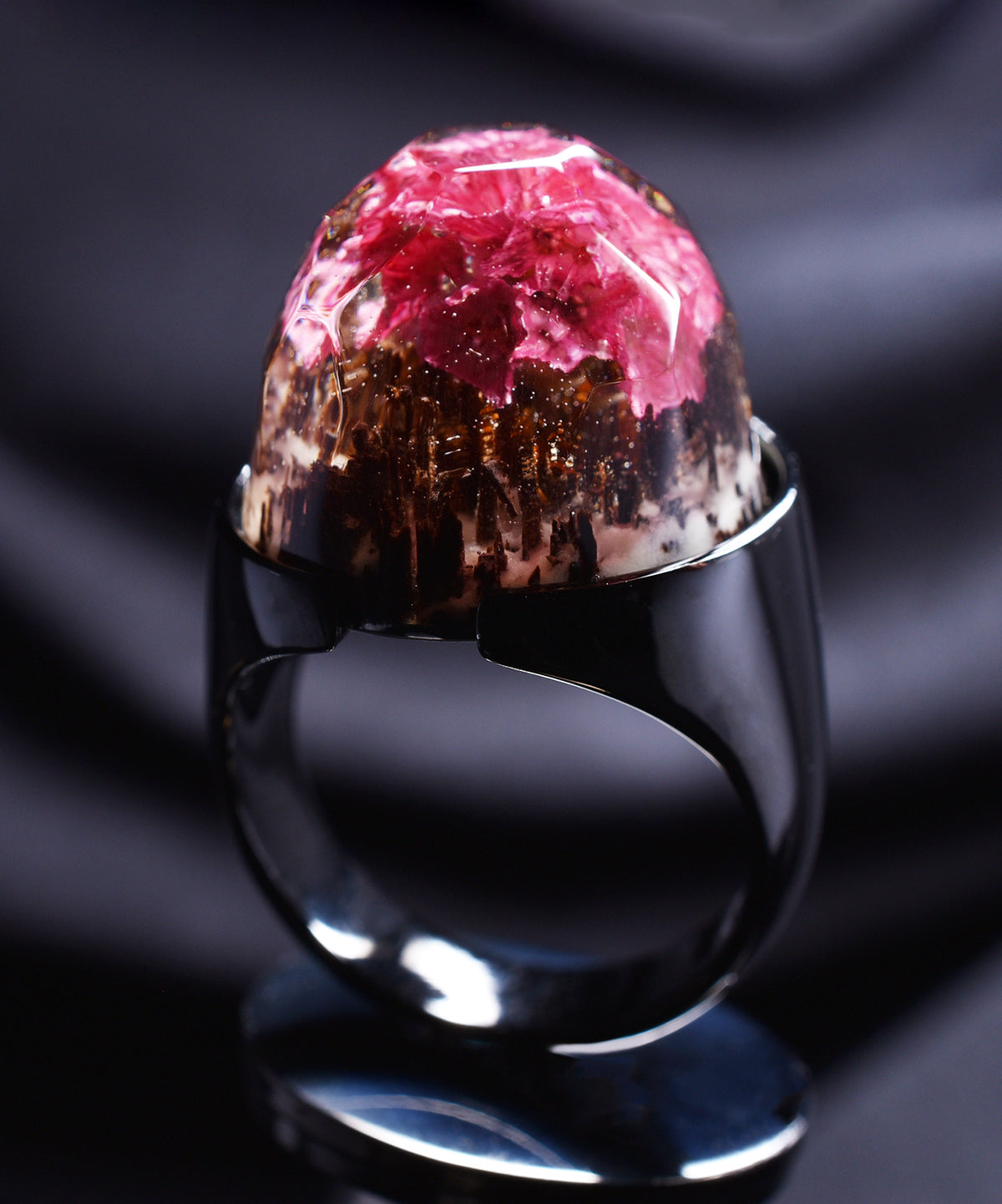 Ethereal Blossom &amp; Black Halo Ring