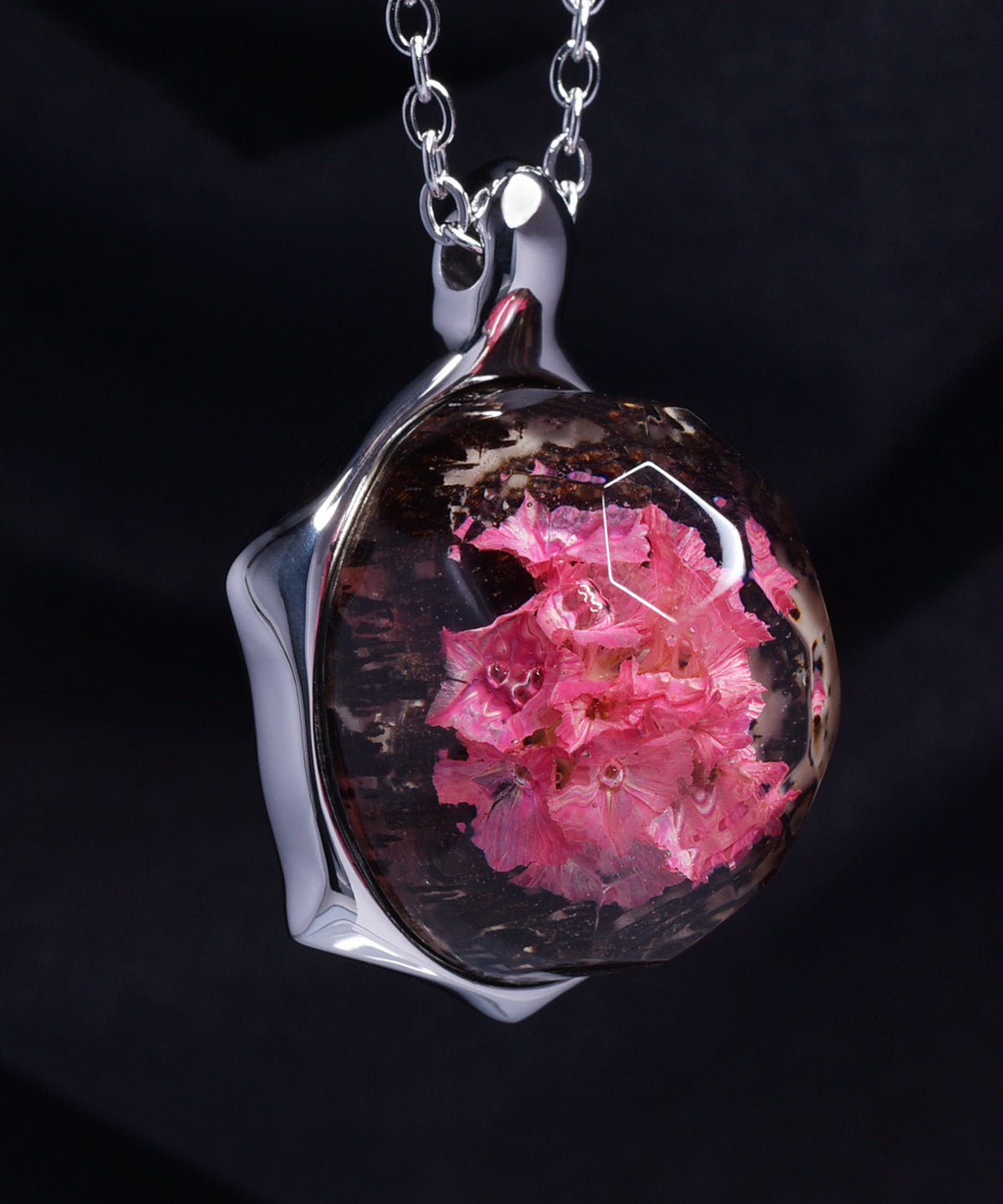 Ethereal Blossom &amp; Steel Turtle Pendant