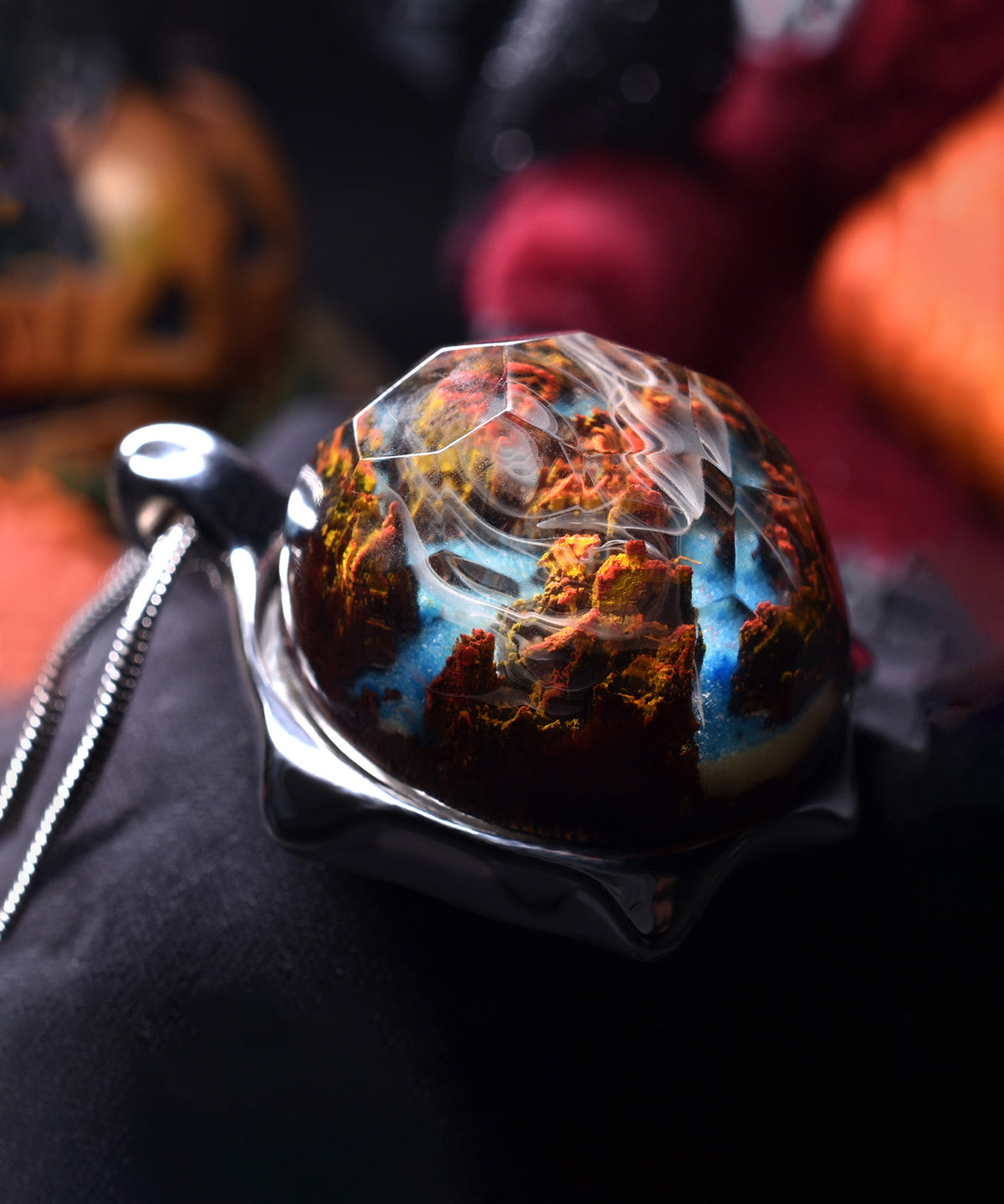Autumn River &amp; Silver Turtle Pendant