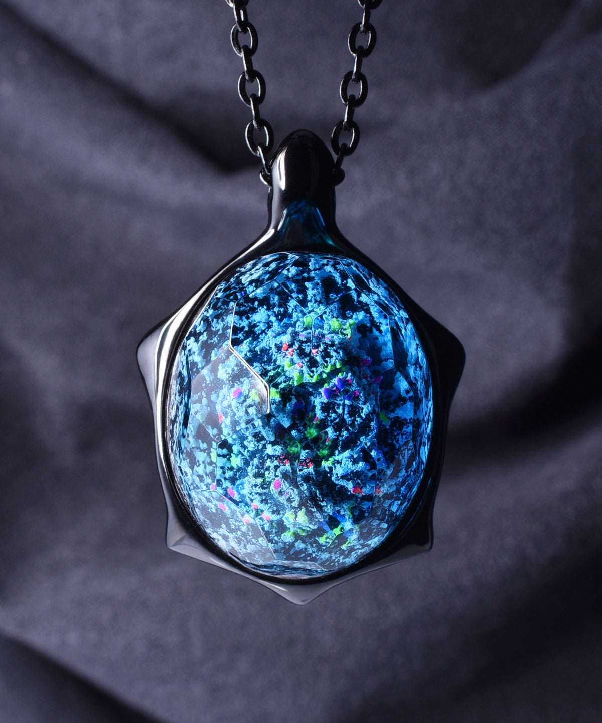 Coral Reef &amp; Black Turtle Pendant