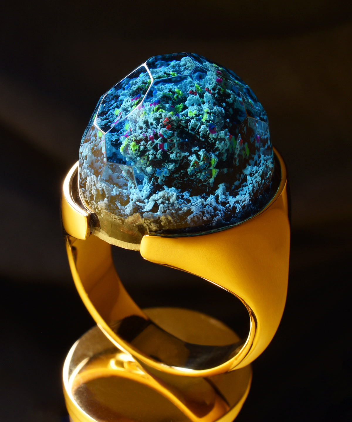 Coral Reef &amp; Gold Halo Ring