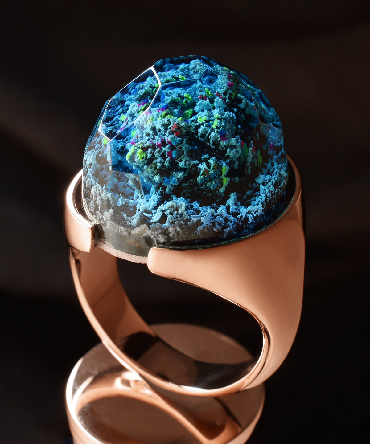 Coral Reef &amp; Rose Gold Halo Ring