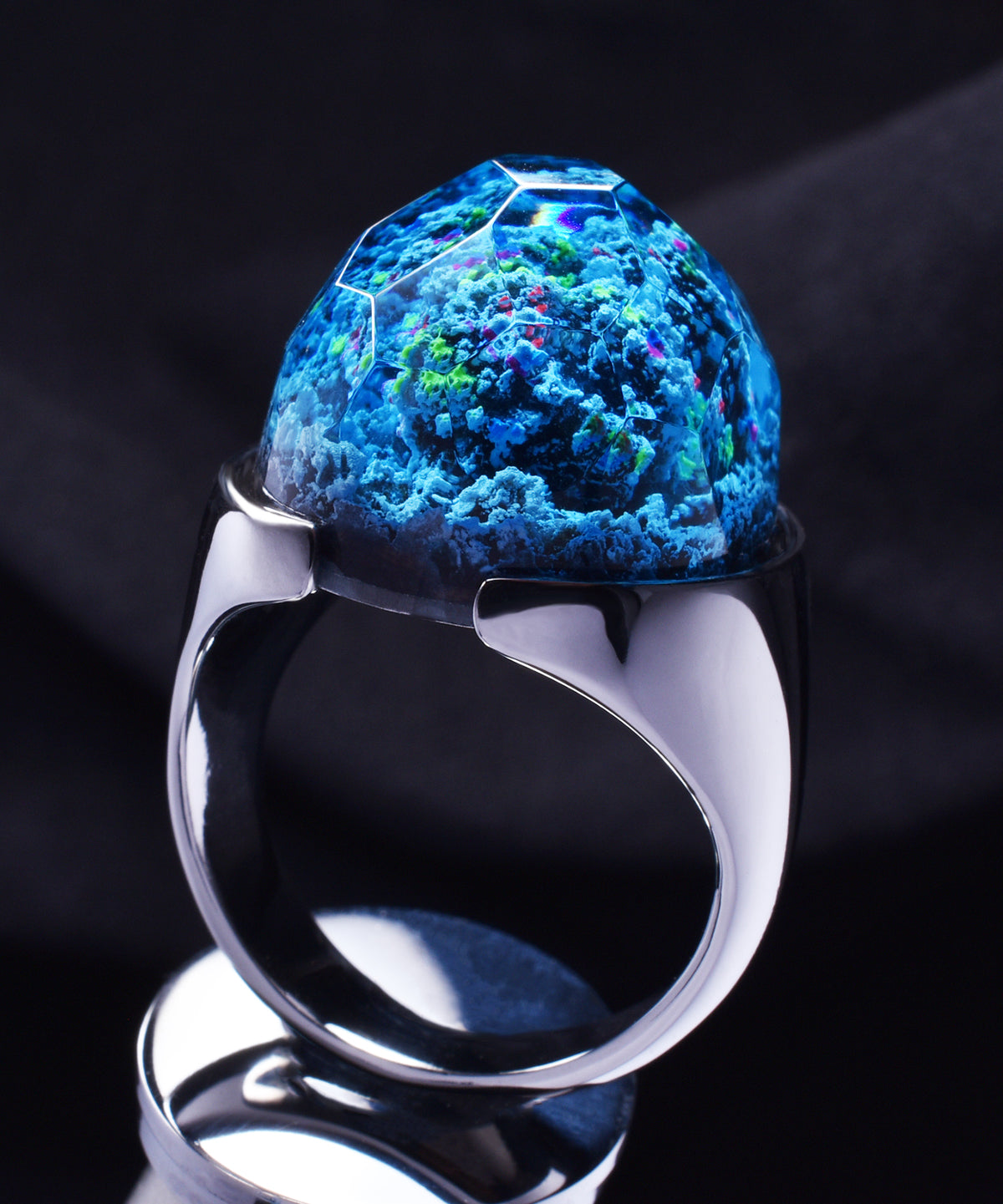 Coral Reef &amp; Steel Halo Ring