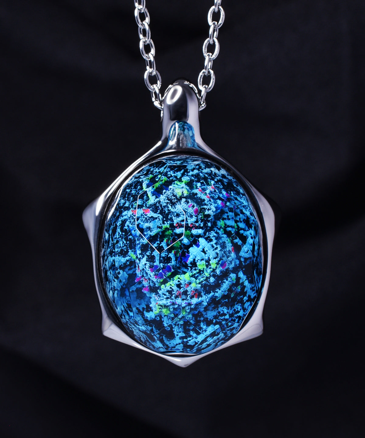 Coral Reef &amp; Steel Turtle Pendant