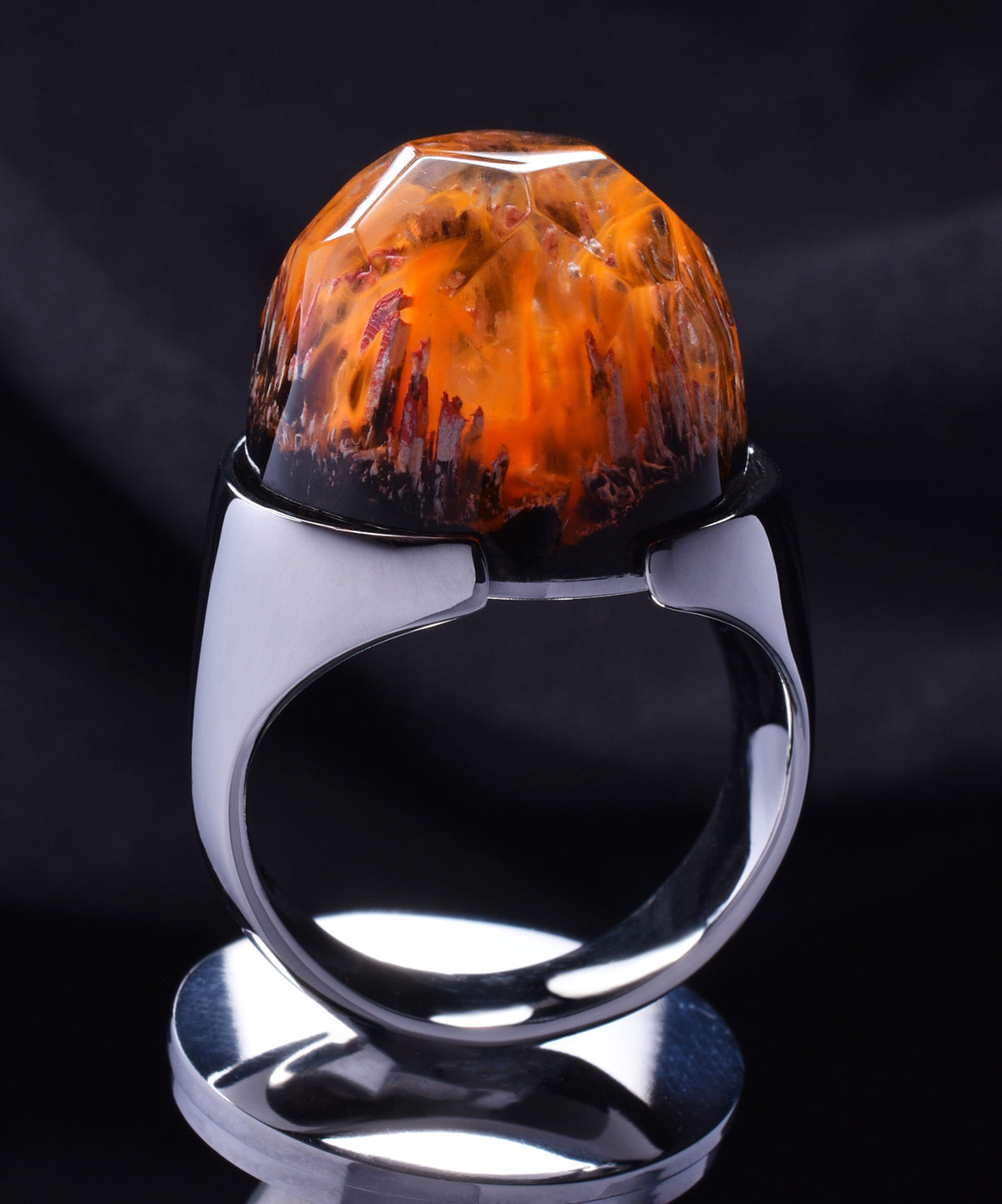 Ember Spirit &amp; Steel Halo Ring