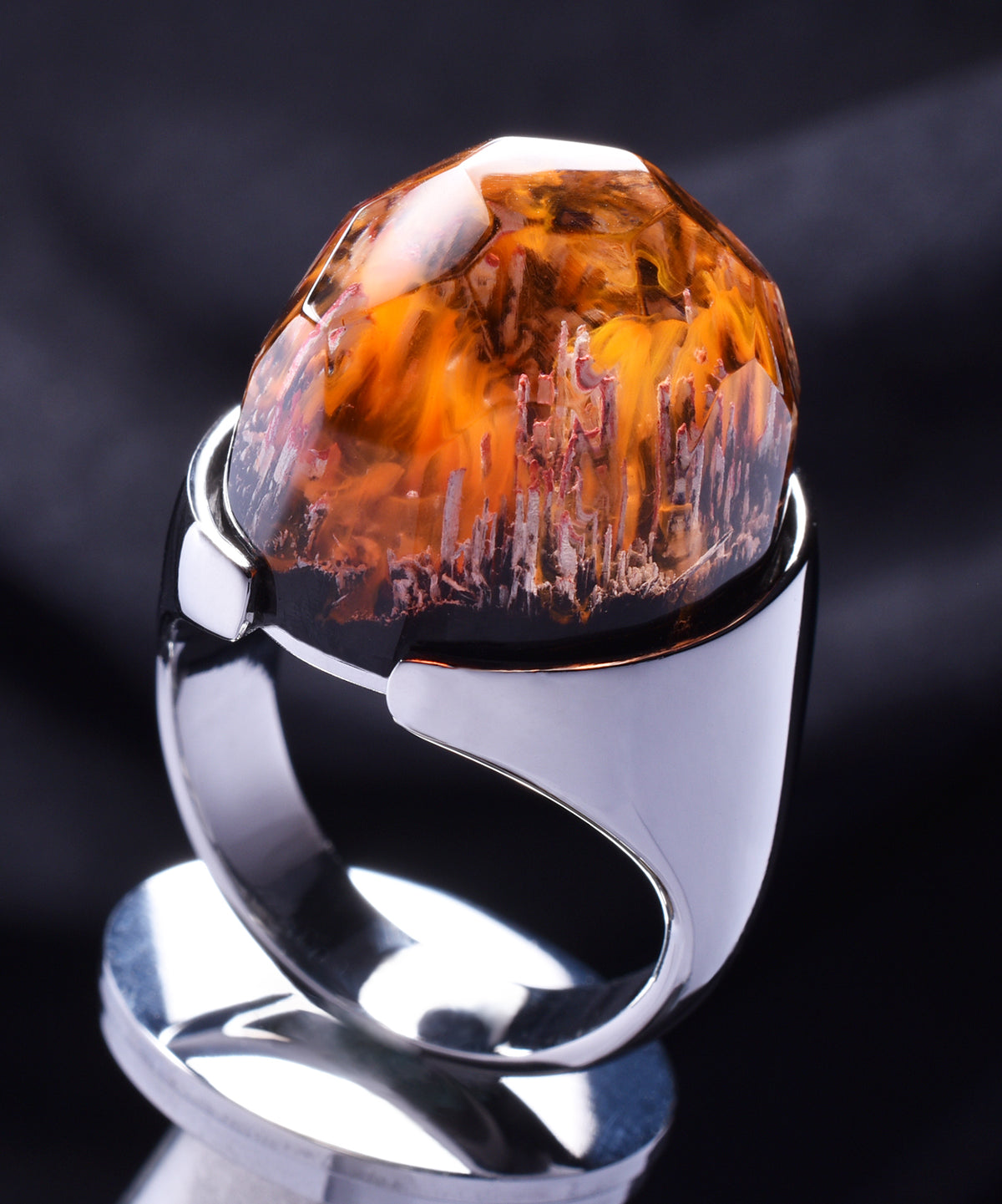 Ember Spirit &amp; Steel Halo Ring
