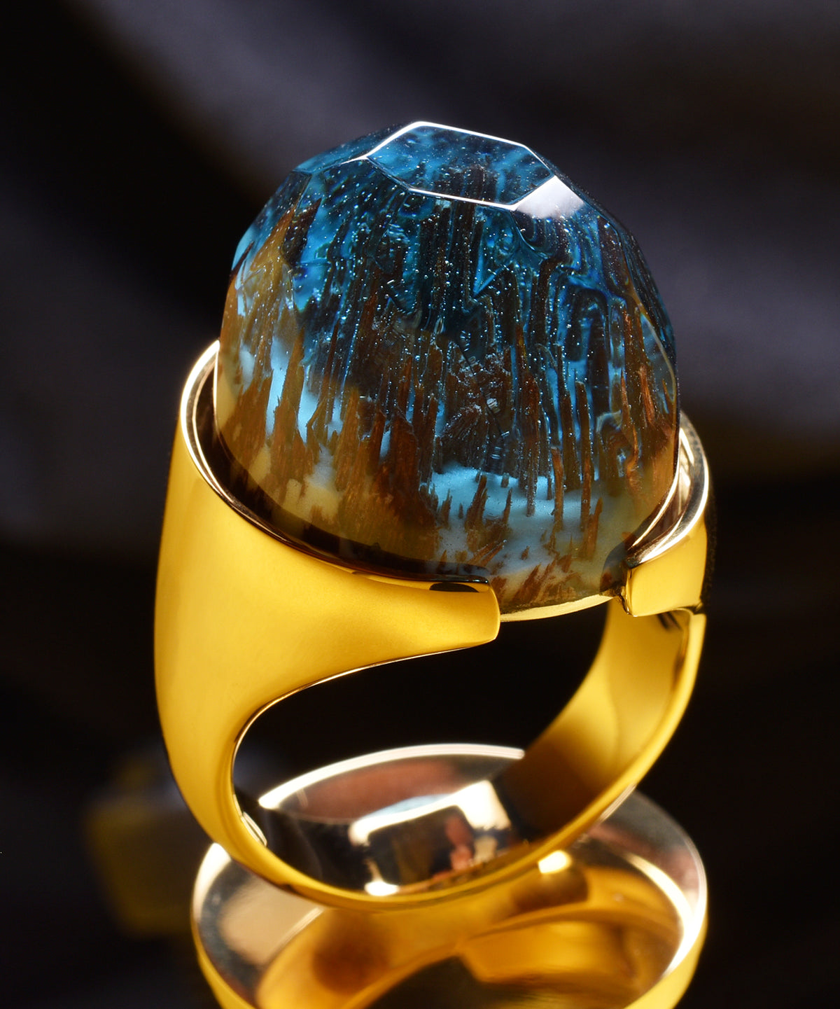 Enchanted Forest &amp; Gold Halo Ring