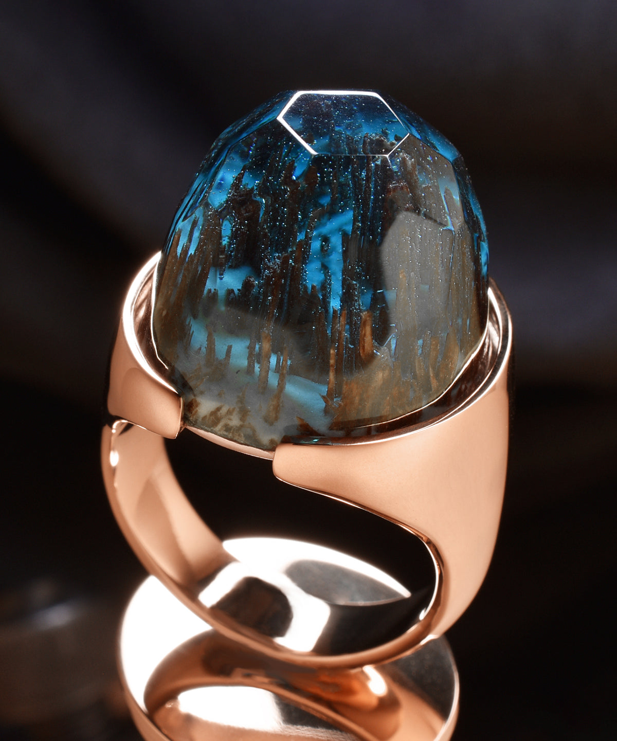 Enchanted Forest &amp; Rose Gold Halo Ring