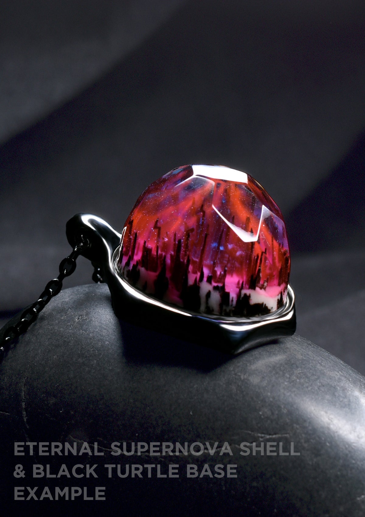 Black Stainless Steel World Turtle Pendant (BASE)