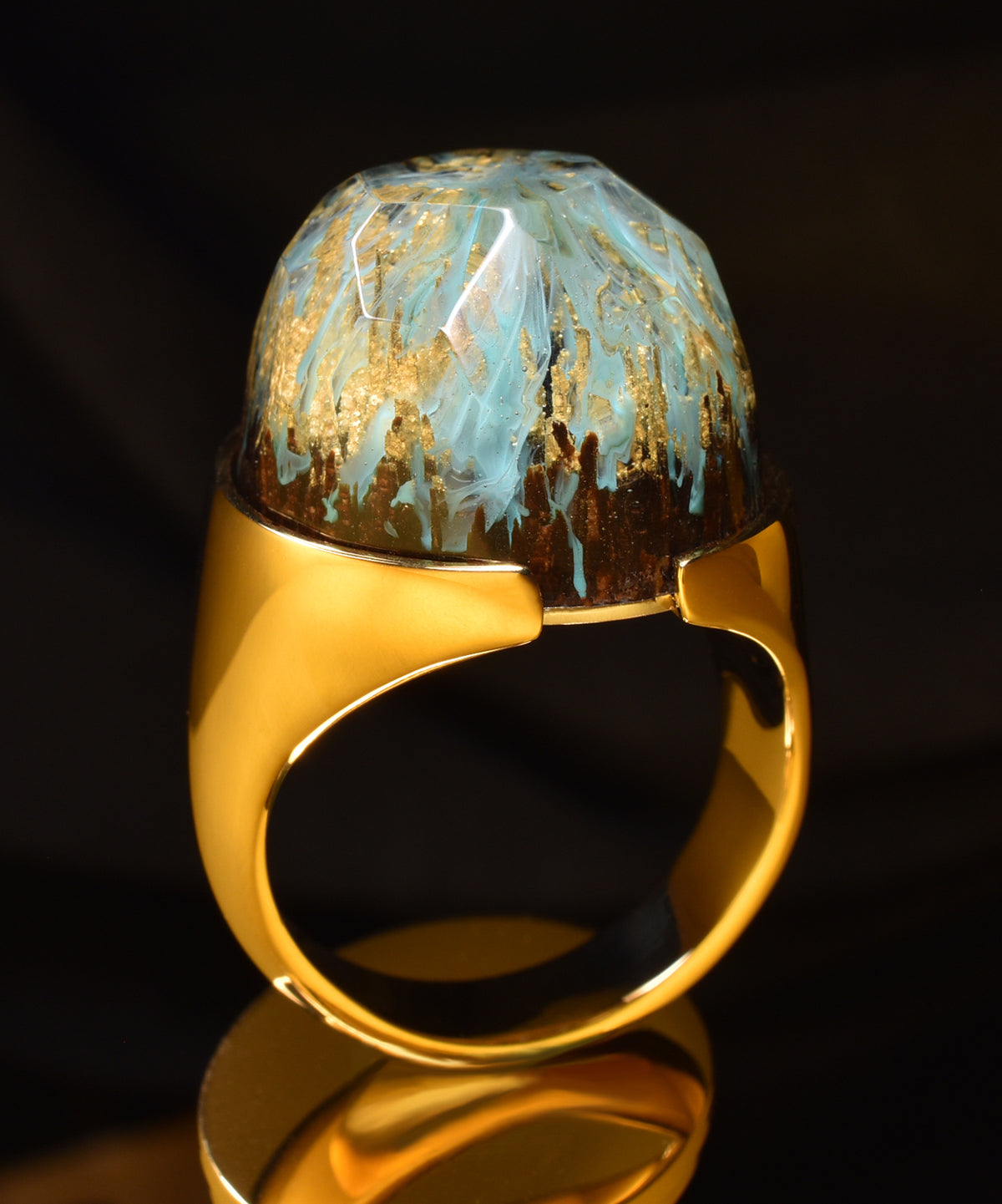 Golden Glacier &amp; Gold Halo Ring