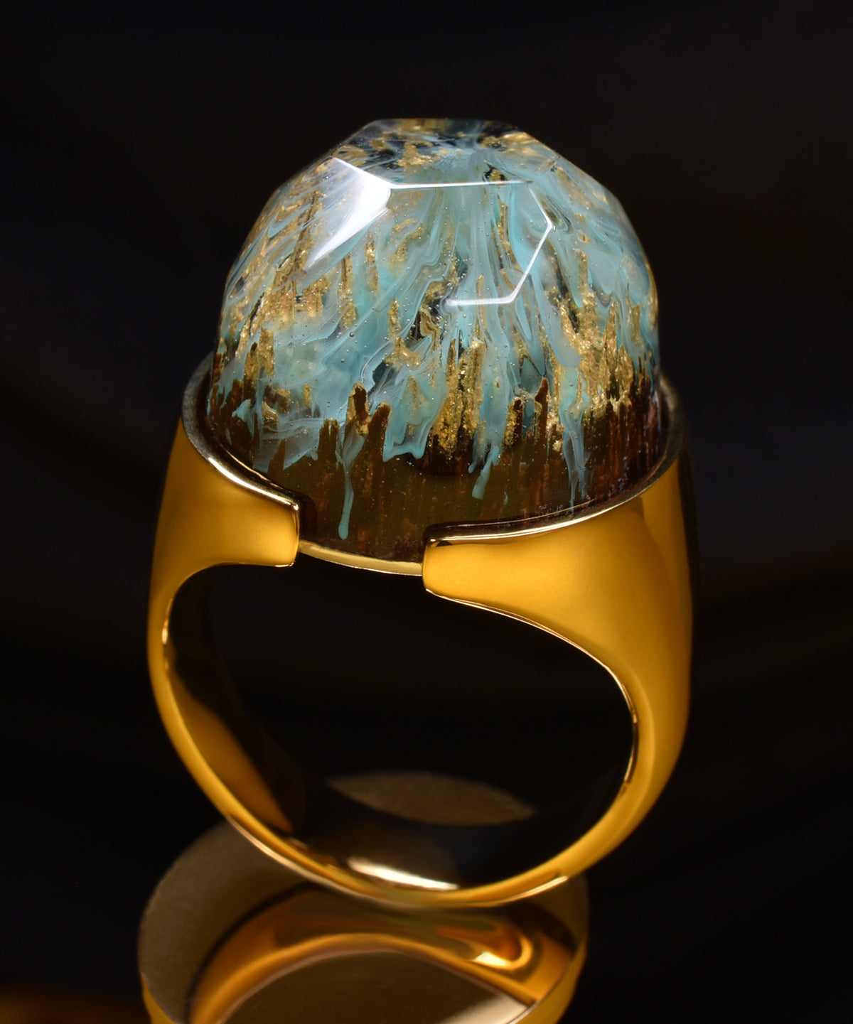 Golden Glacier &amp; Gold Halo Ring