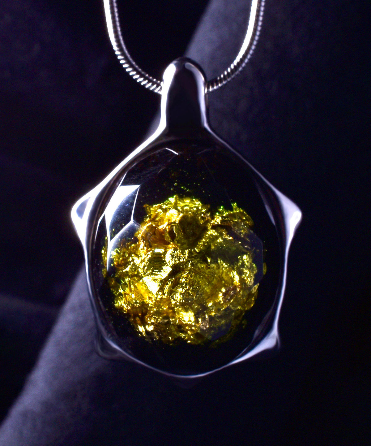 Gold Millettia &amp; Silver Turtle Pendant