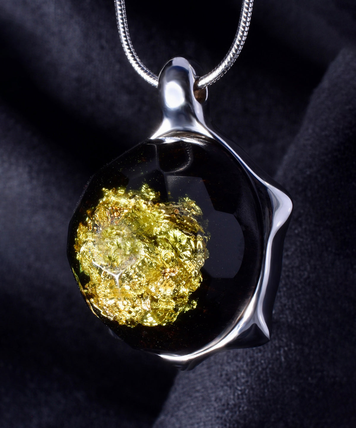 Gold Millettia &amp; Silver Turtle Pendant