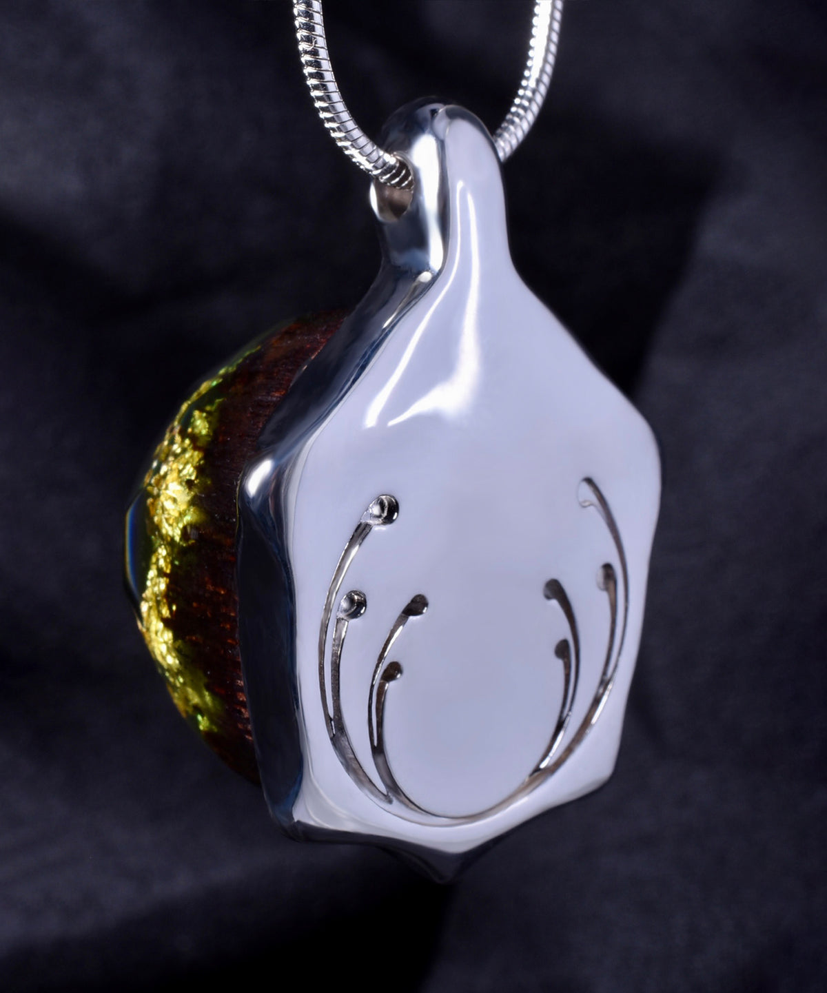 Gold Millettia &amp; Silver Turtle Pendant