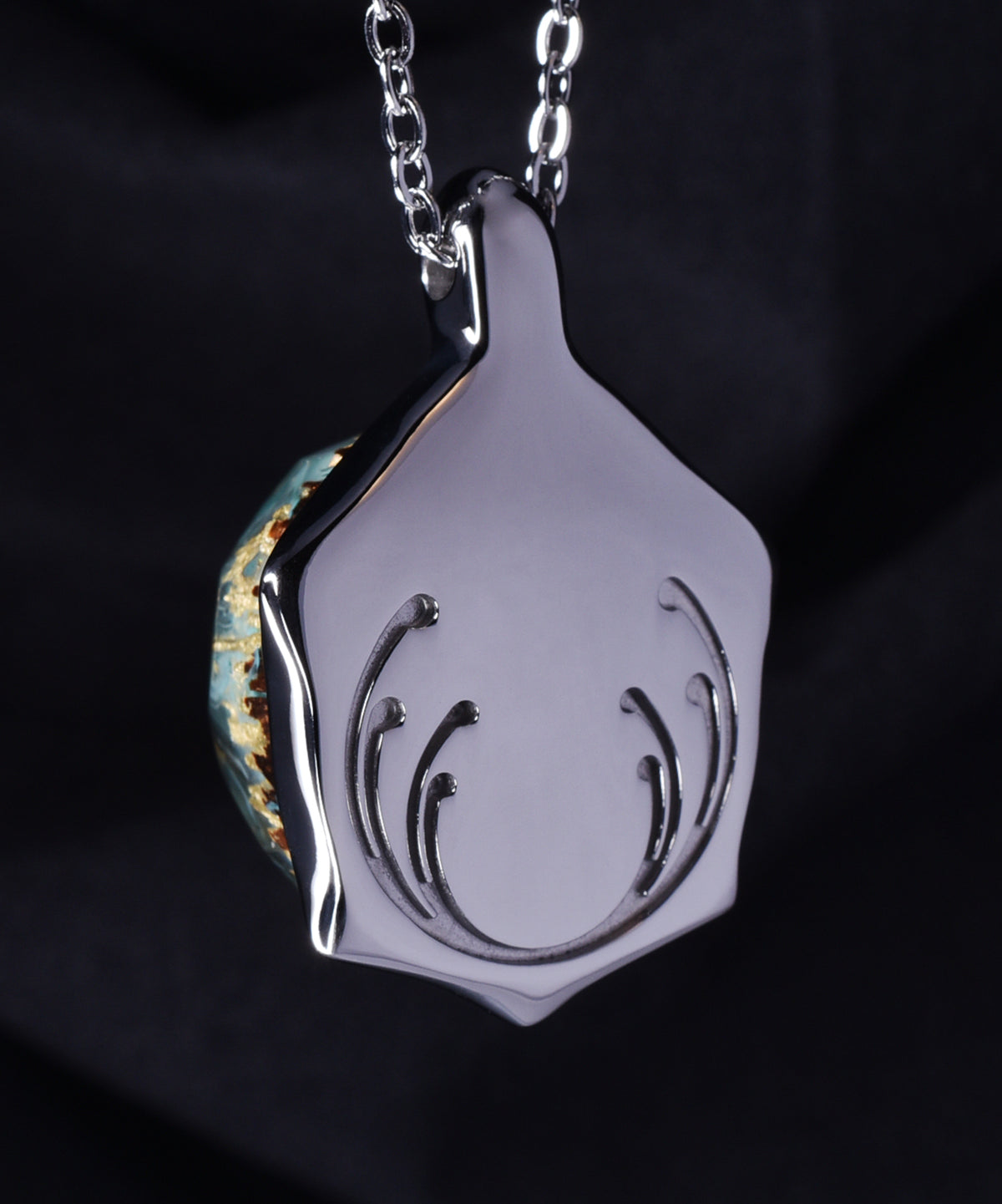 Golden Glacier &amp; Steel Turtle Pendant