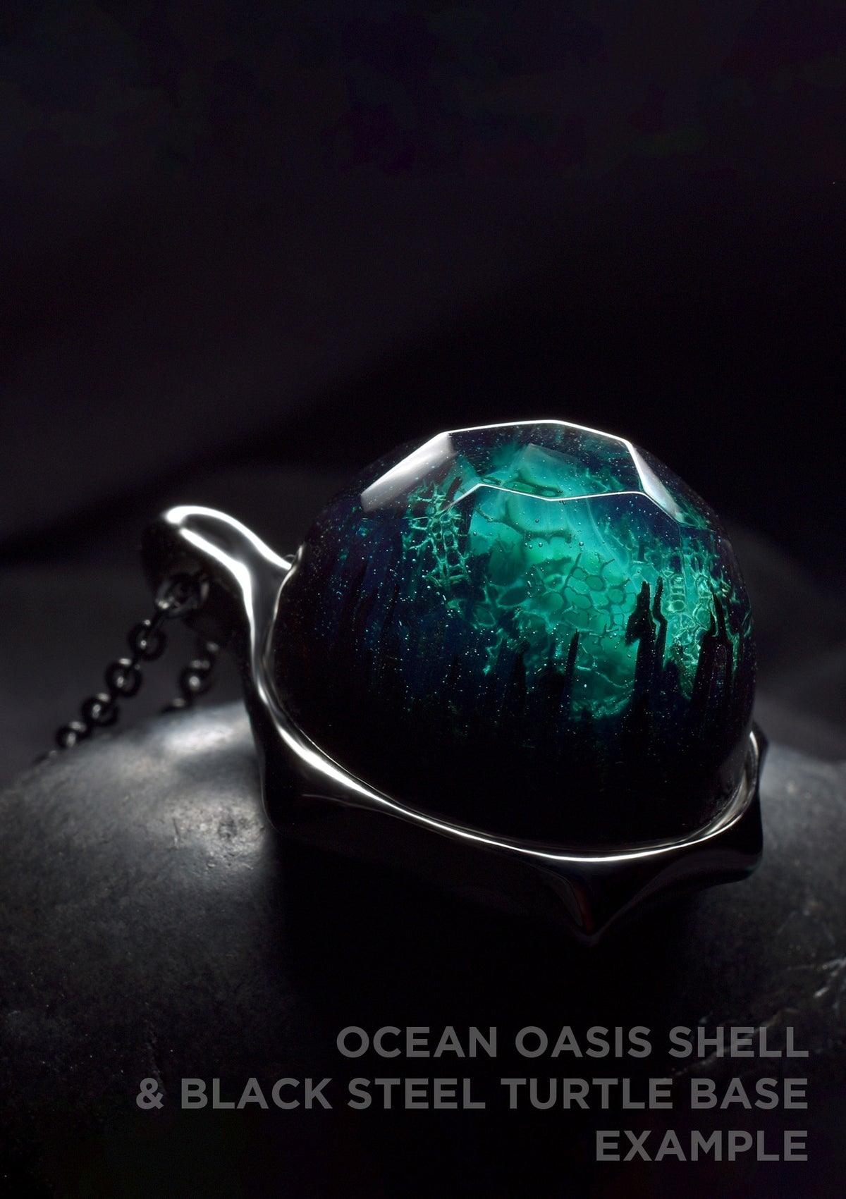 Black Stainless Steel World Turtle Pendant (BASE)