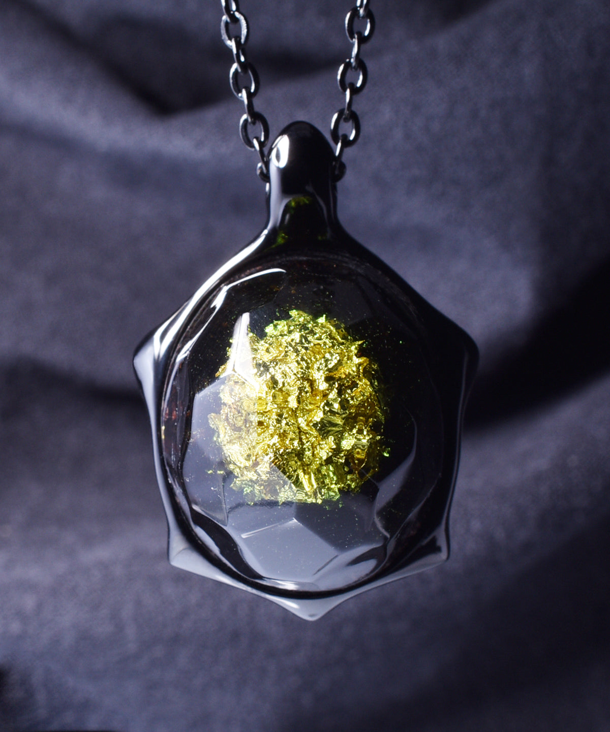 Gold Millettia &amp; Black Turtle Pendant
