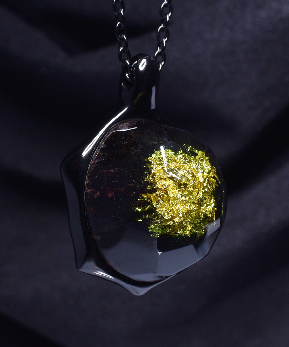 Gold Millettia &amp; Black Turtle Pendant
