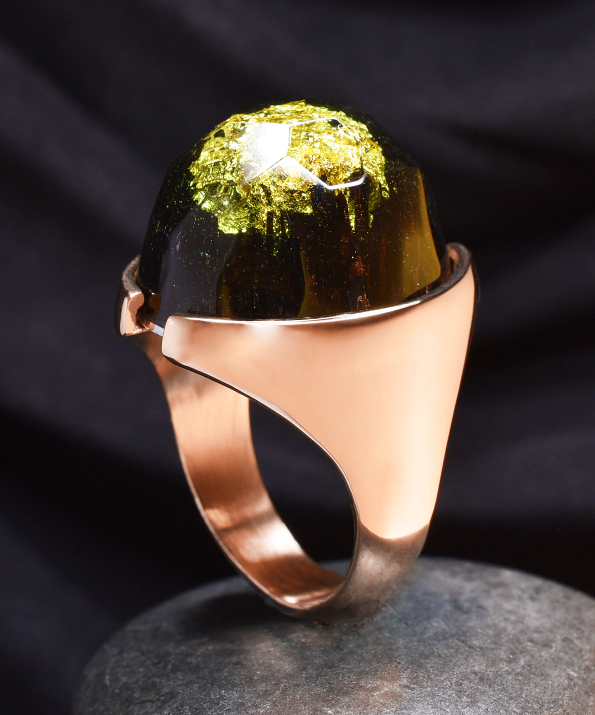 Gold Millettia &amp; Rose Gold Halo Ring