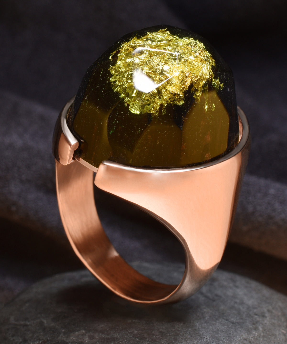 Gold Millettia &amp; Rose Gold Halo Ring