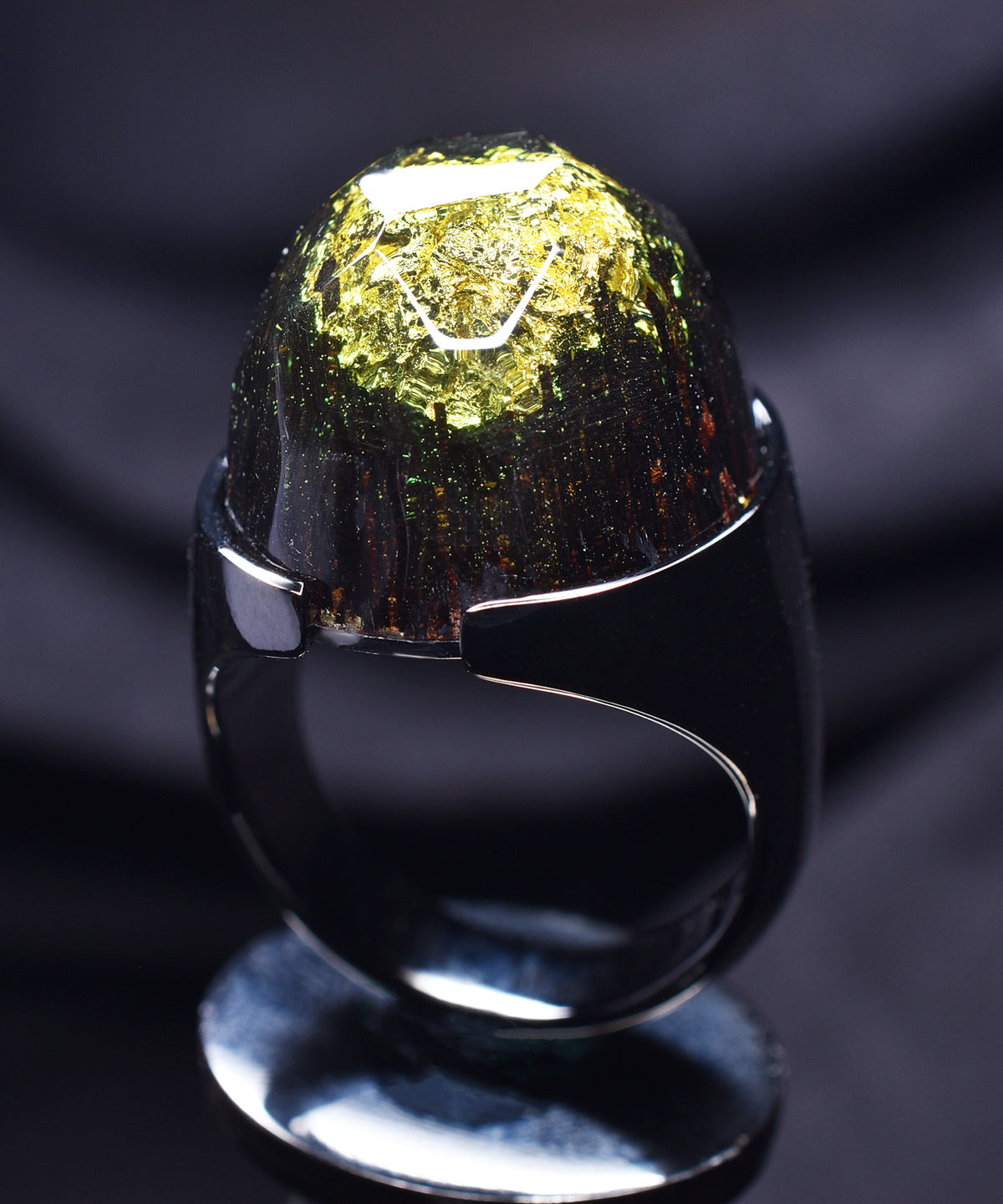 Gold Millettia &amp; Black Halo Ring