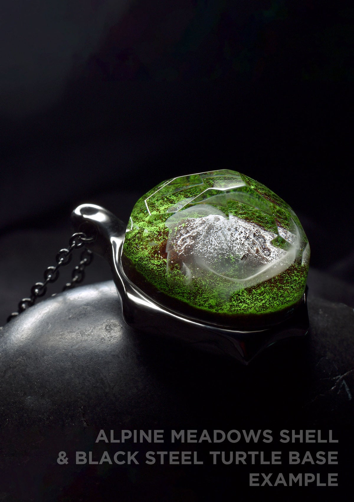 Black Stainless Steel World Turtle Pendant (BASE)
